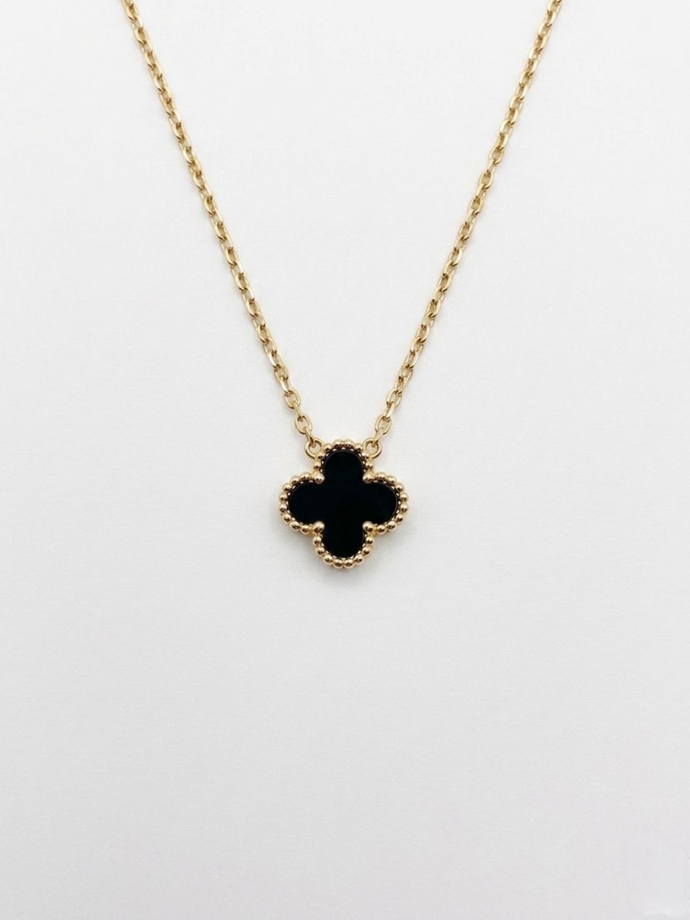 NEW 18K Gold Plated Black Clover Pendant Minimalist High Quality Necklace